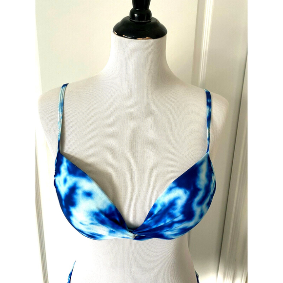Womens Cyn & Luca Sz Small Swimsuit Bikini Set Blue Lagoon Reversible Adjustable - Picture 4 of 10